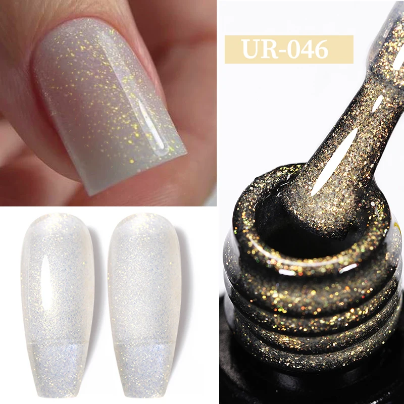 UR SUGAR 7.5ml Pink Glitter Aurora Gel Nail Polish Spring Color Manicure Semi Permanent Soak Off UV LED Nail Art Gel Varnish