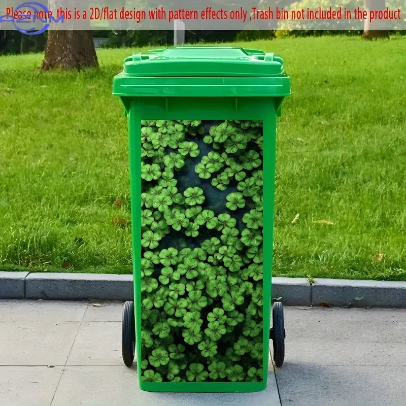 1PC[2D Flat Printing] 1pc Trash Can Sticker × Cm Green Plant Leaves Theme Design Decorative Wallpaper Self-Adhesive Kitchen Tr