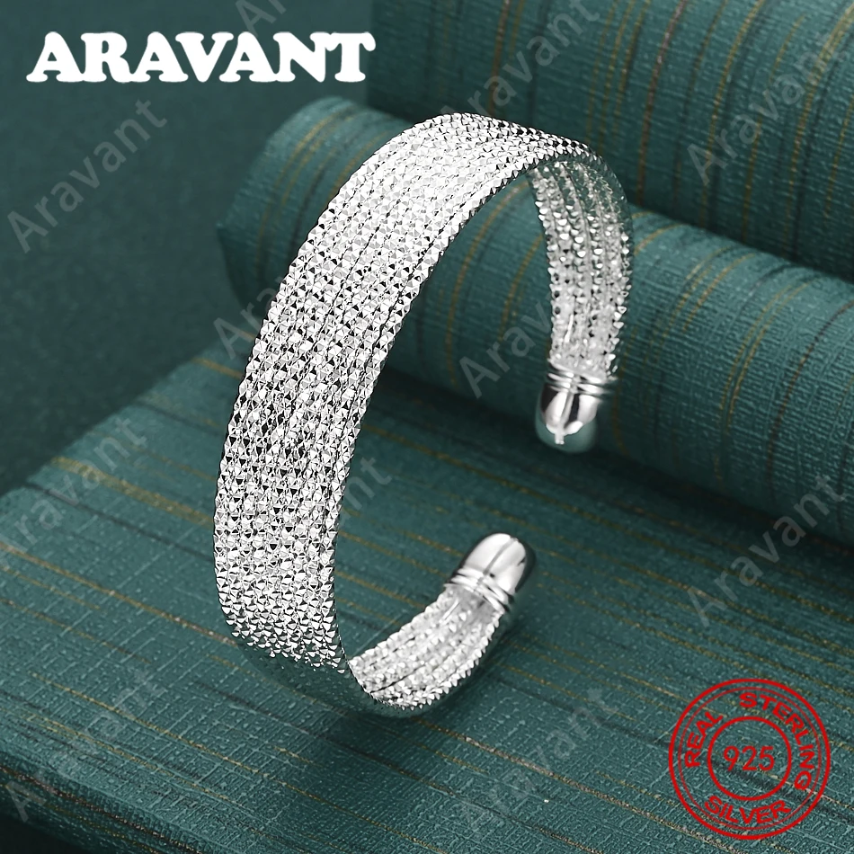 925 Sterling Silver Round Open Bangle With A Fresh And Simple Design - Perfect For Women'S Engagement Jewelry