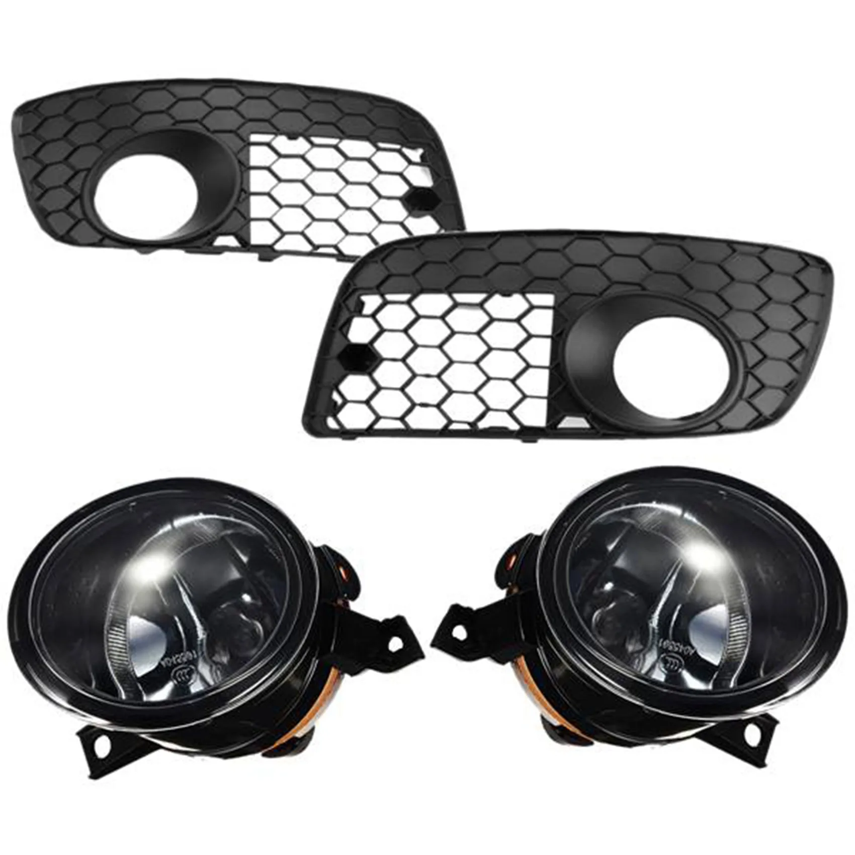 

WAP01 1Set Fog Light Foglamps with Cover Honeycomb Mesh Grilles for Jetta MK5 GLI 2006-2009