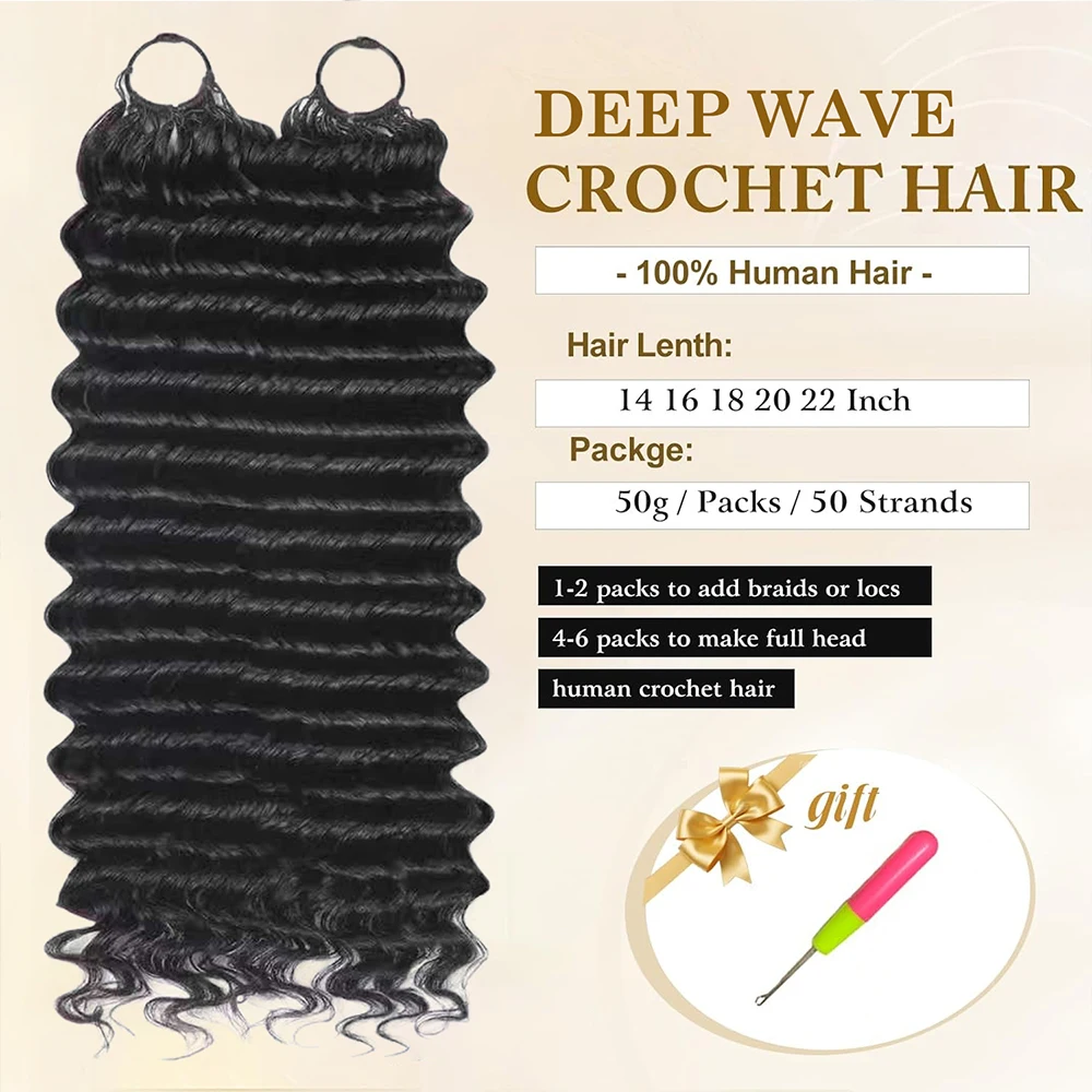 Deep Wave Crochet Human Hair For Boho Braiding Curly Invisible Knot Pre Separated Knotless Raw Crochet Human Hair Extensions Sf44b0d765f9947febf8c66053ee28fa6n