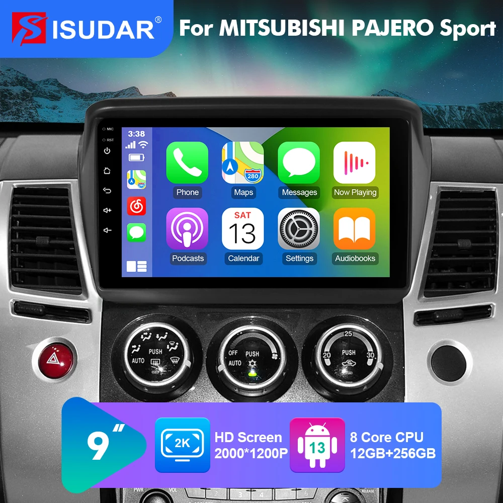 Isudar T78P Android 13 Radio Player For Mitsubishi Pajero Sport 2 2008-2016 L200 4 2006-2015 Triton 2006-2014 Multimedia CarPlay