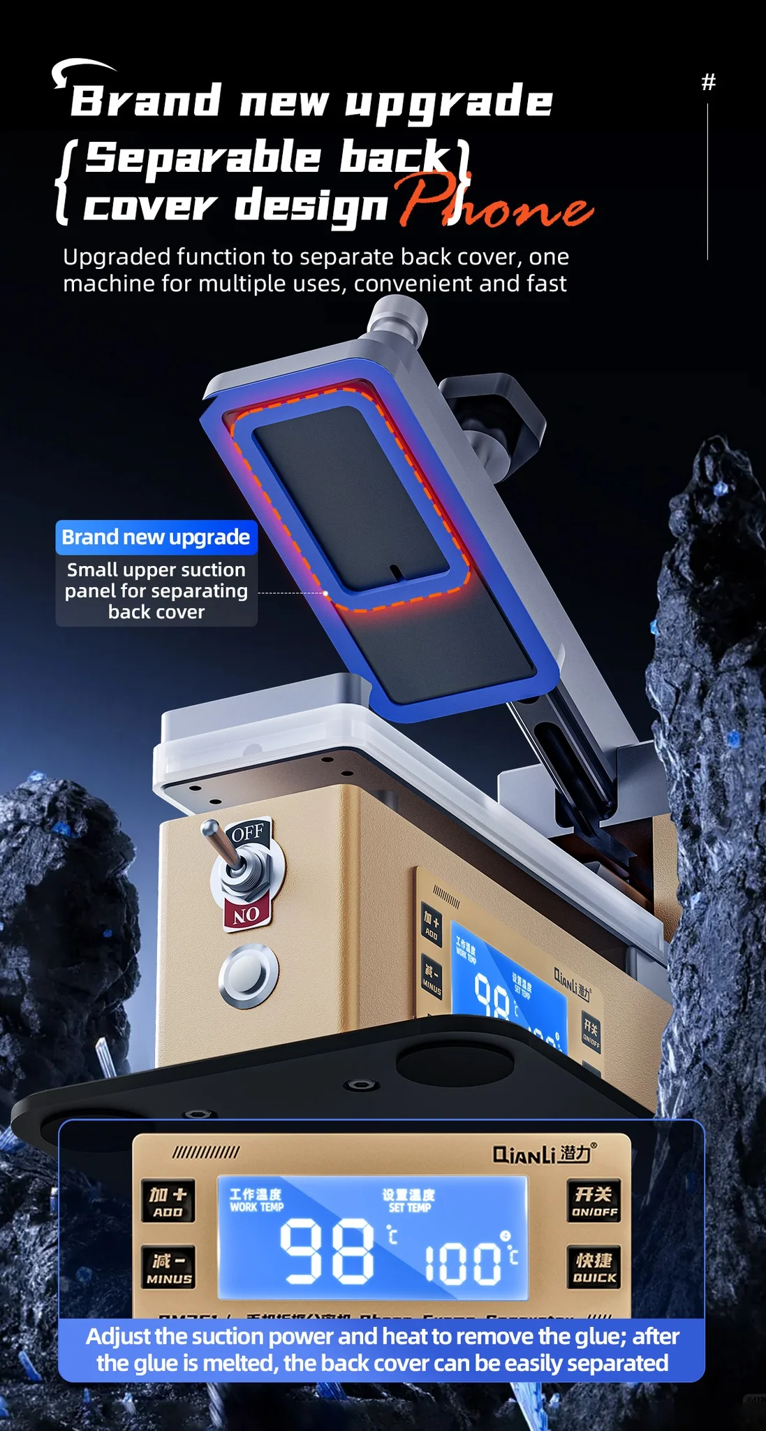 QIANLI PM361 Back Cover Separation Machine Electric Phone Unboxing Upper Lower Heating Screen Removal Machine Separation Tool