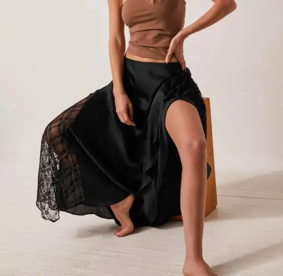

Women's Half Body Skirt 2026 Summer New Style French Elegant Lace Splicing Perspective Sexy Slimming Party Half Body Skirt