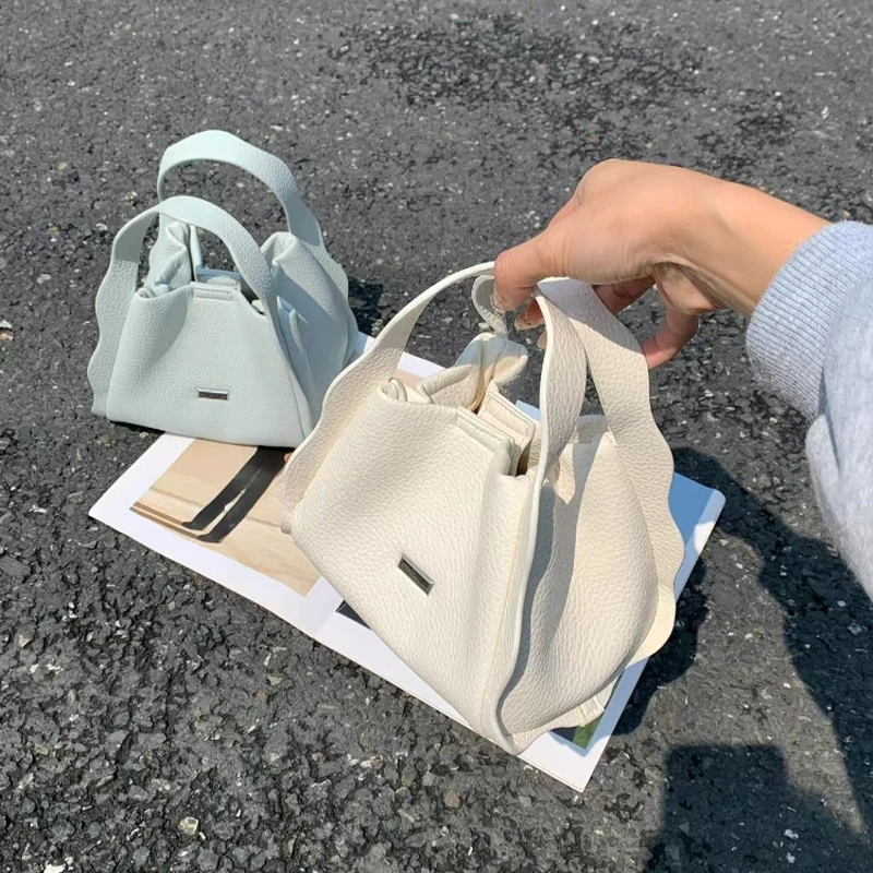 

Fashion Bag Women Summer Niche New Korean Casual Versatile Exquisite Soft PU Handbags Solid Square Blue Teenagers Portable Bag