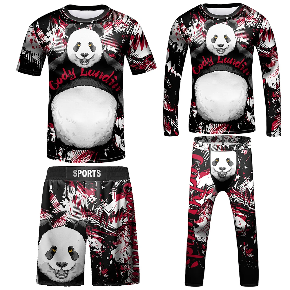 Compression Jersey MMA BJJ Fashion Boys Sets Baby Girl Clothing Set Kids Shorts Sports Bear Sweatshirt Pants 4Pcs Suits Outfits