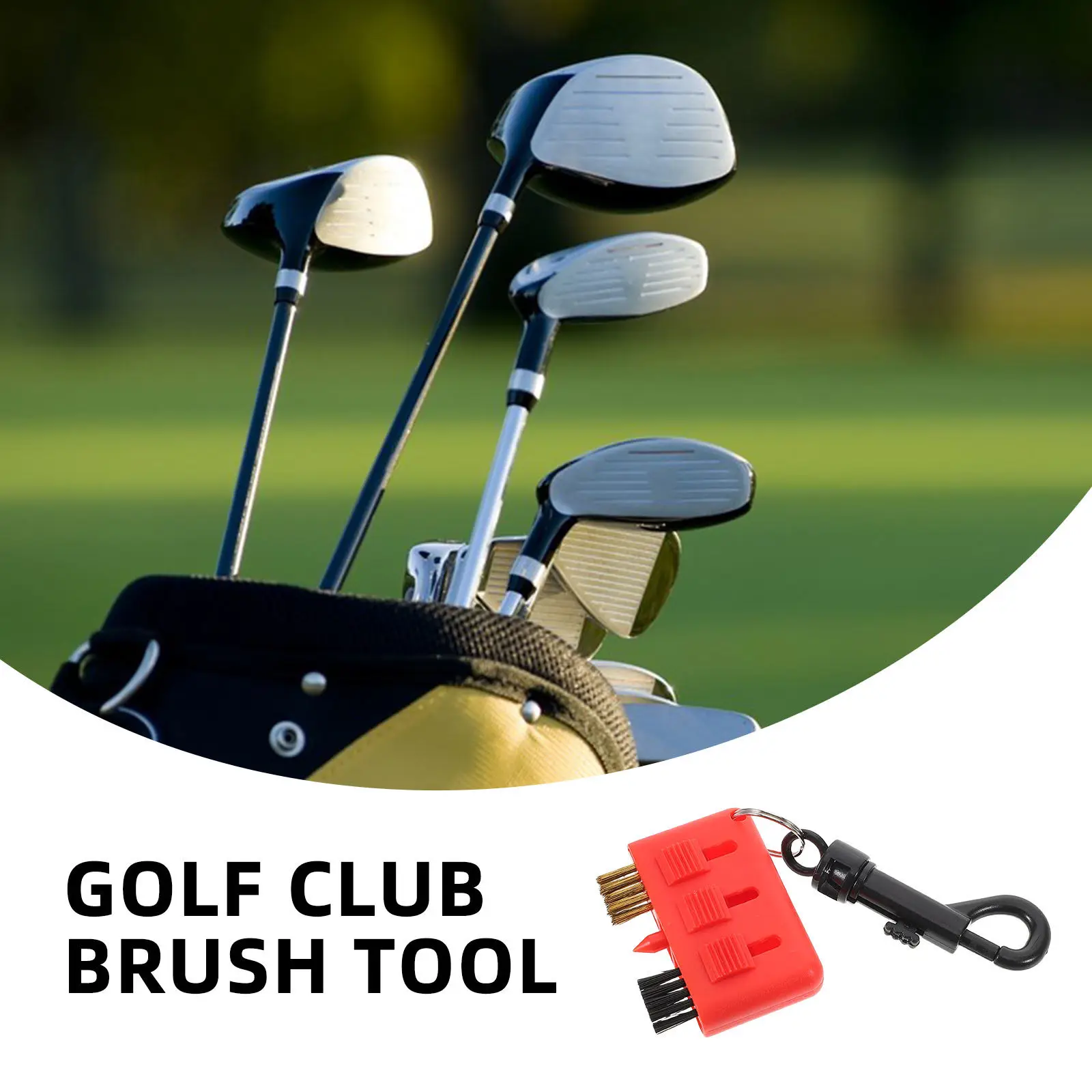 

Портативная щетка для гольфа 3 в 1: компактный дизайн для очистки канавок клюшек, поверхности мячей и оборудования.