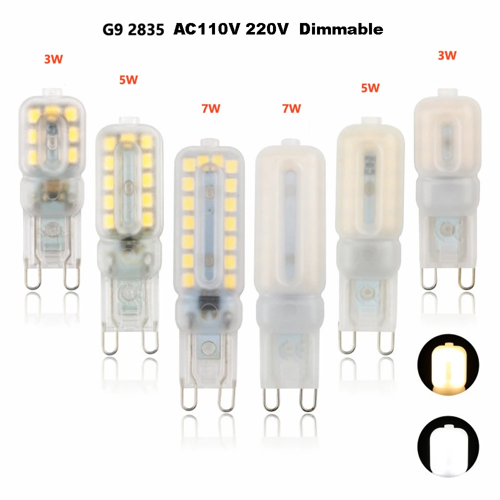 

10PCS Dimmable 110V 220V 3W 5W 7W G9 LED Bulb Corn Lamp Crystal Chandelier Light Warm Cool natural White