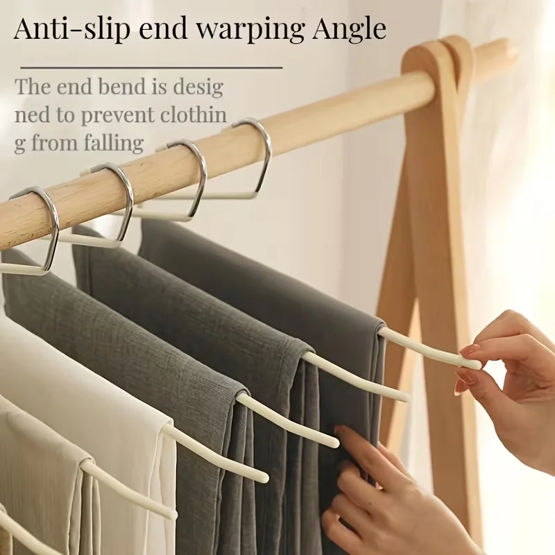10Pcs Goose-Shaped Pants Hangers with Plastic Coating, Non-Slip Stainless Steel Hangers for Drying Pants, Wardrobe Hangers, Non-Marking Reverse Hangers Suitable for Suits, Coats, Dresses, Shirts, Can Be Used in Homes, Bedrooms, Apartments, and Hotels