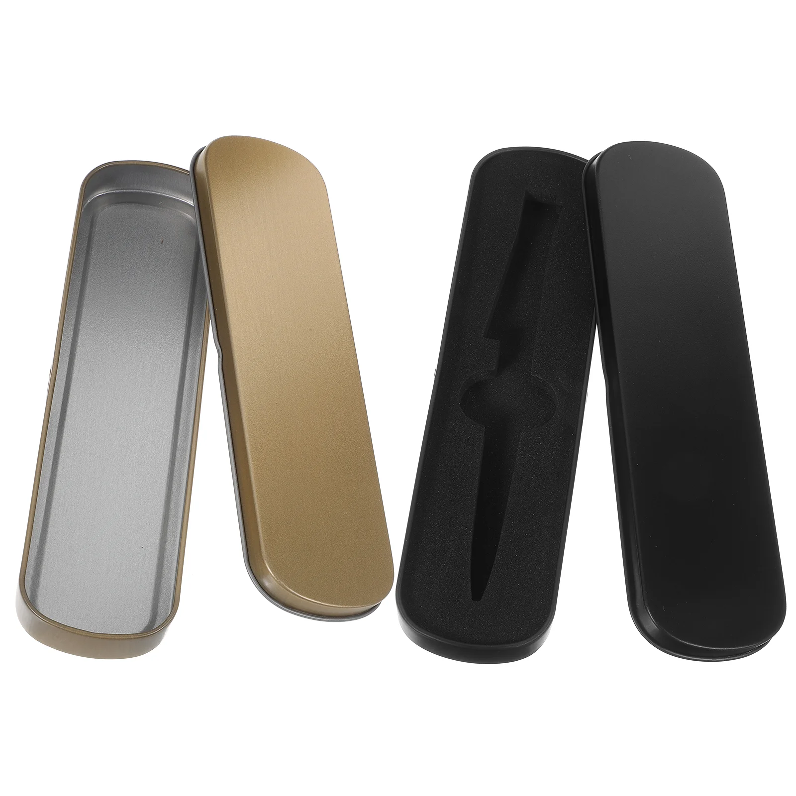 

2 Pcs Metal Pencil Case Solid Thin Boy Scratch-resistant Container Boxes for School Bulk