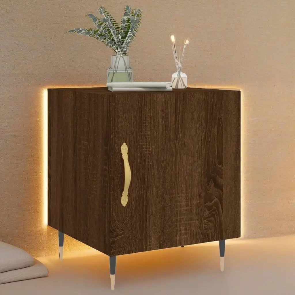 Set of 2 Brown Oak Bedside Cabinets 40x40x50 cm - Engineered Wood Nightstands