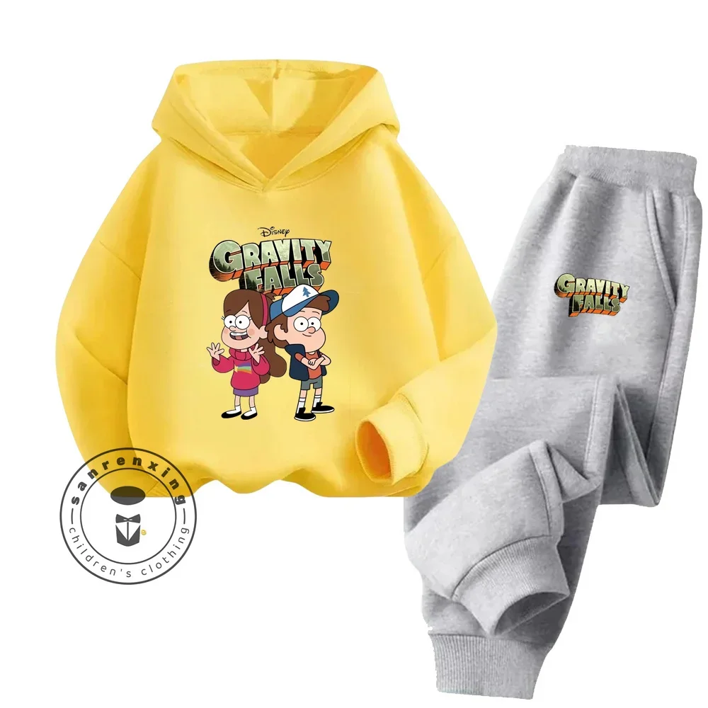 Disney Gravity Falls Fashion hoodie + Pants Tracksuit Boys Girls Casual Elastic Tracksuit Kids clothing set Kids Fall Spring