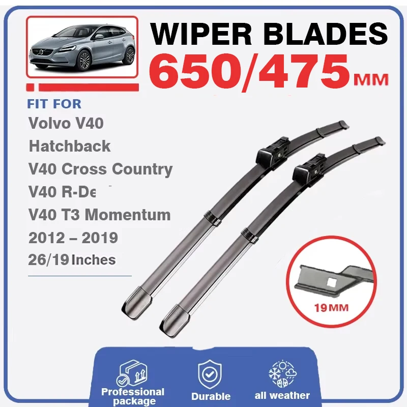 LHD RHD Front Rear Wiper Blades Set For Volvo V40 2012-2016 Cross Country T3 RDesign Momentum Windshield Windscreen Window Part