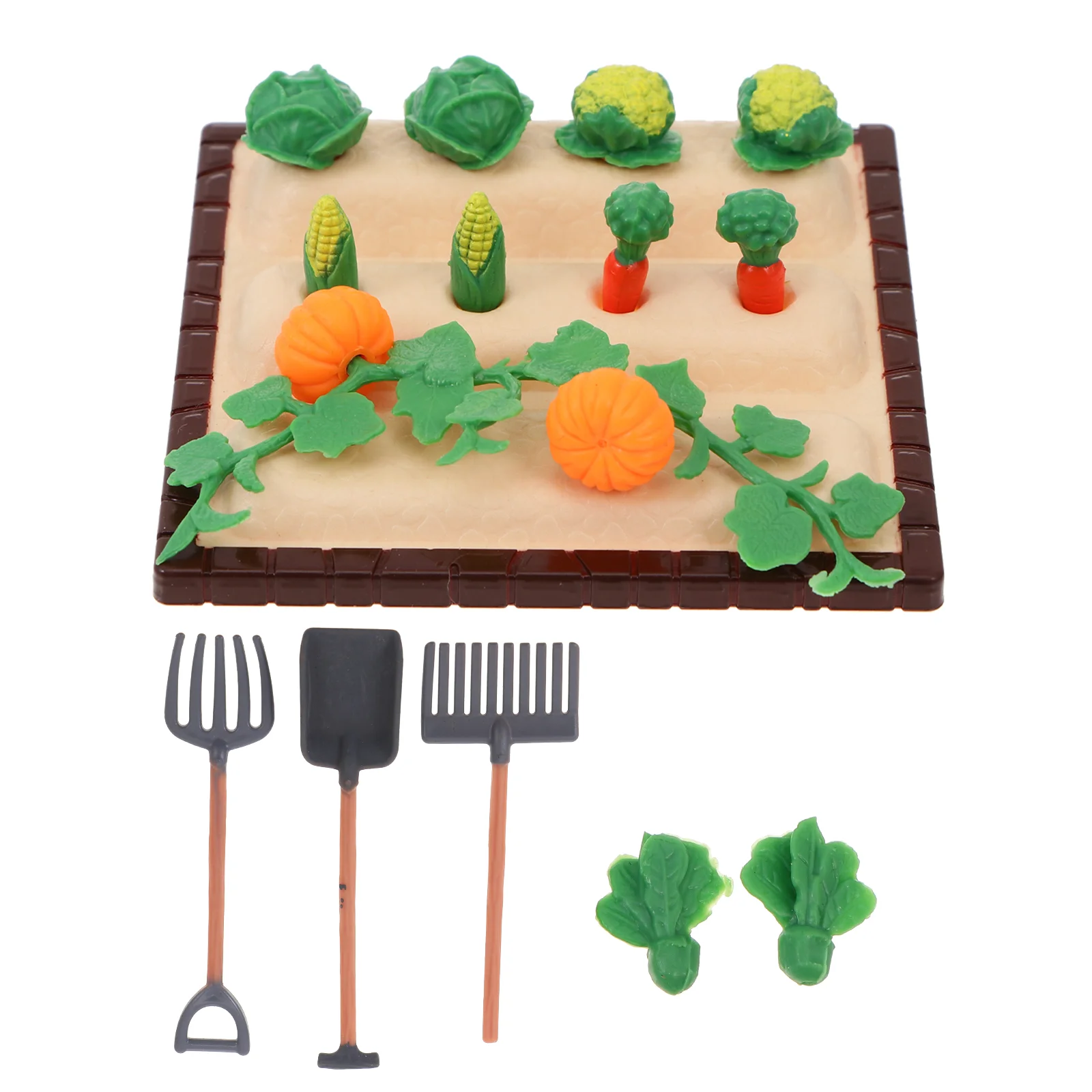 Mini Rake Farm Miniatur-Set, Gartenfiguren, Spielzeug, Gemüse, Landschaft, Feld, Modell, Werkzeugsuite