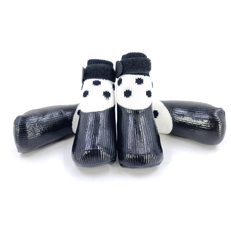 4Pcs/set Cute Pet Dog Shoes Waterproof Winter Dog Shoes Rubber Cotton Socks Non-slip Dog Rain Snow Boots For Puppy Small Dogs