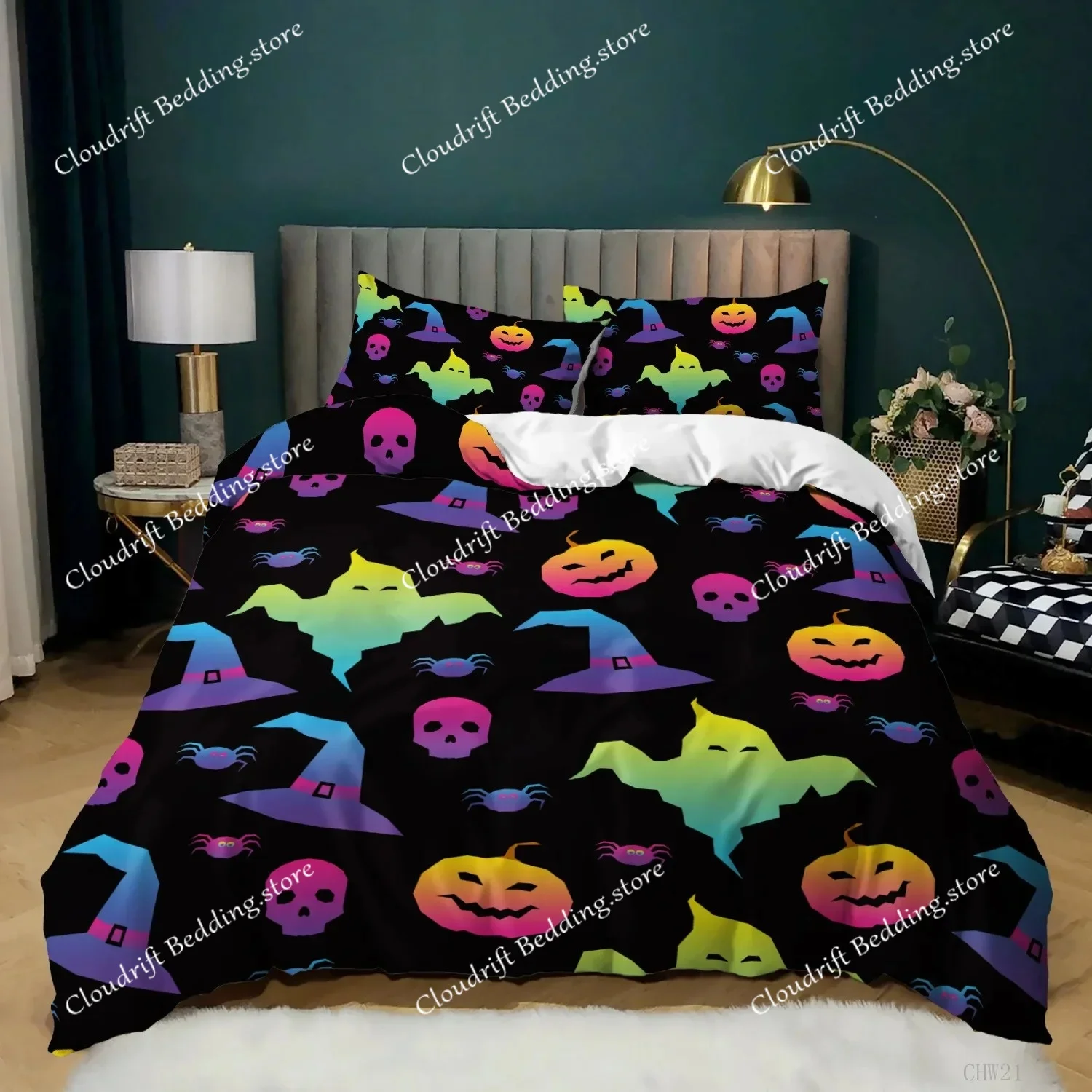 Halloween Duvet Cover Queen King Cartoon Pumpkin Comforter Cover Lantern Bedding Set MicrofiberGhost Quilt Cover for Boys Girls
