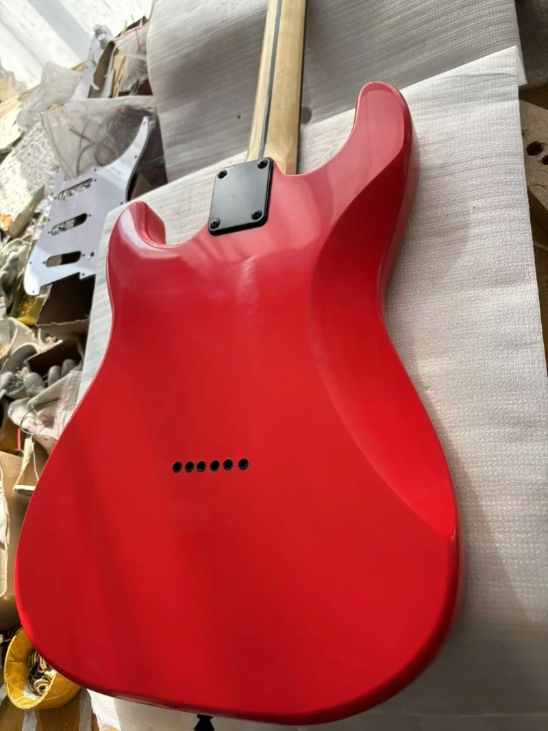 Big red 6-string electric guitar,Rosewood fingerboard,Black hardware,Fixed bridge,Solid wood quality,Free delivery view 6