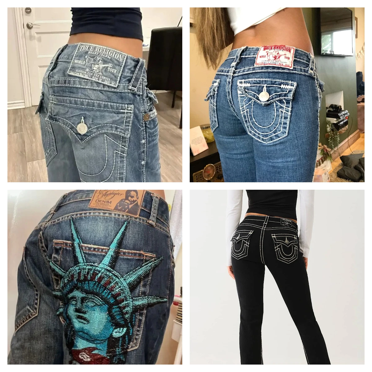 

Vintage 2000s Embroidery Diamonds Buddha Baggy Jeans Men Women Gothic American Harajuku Streetwear Jean High Rise Wide Leg Pants