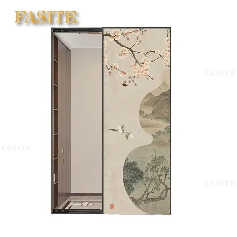 For New Chinese Style Hidden Full Length Mirror Hanging Painting Push Pull Invisible Decorative Art for Bedroom Living Room