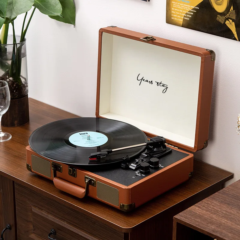 Portable Mini Gramophone Desktop Vinyl Record Player Portable Wireless Bluetooth Audio Phonograph