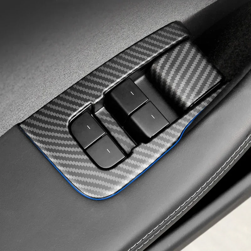 ل تسلا نموذج 3 هايلاند 2024 نافذة الباب رفع التبديل زر غطاء إطاري الديكور الكسوة ملصق لوحة الملحقات الداخلية