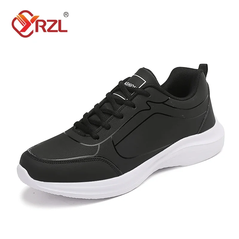 YRZL Men Sport Shoes Leather Running Shoes Outdoor Waterproof Sneakers Men Lightweight Men Athletic Sneaker Tenis Masculino