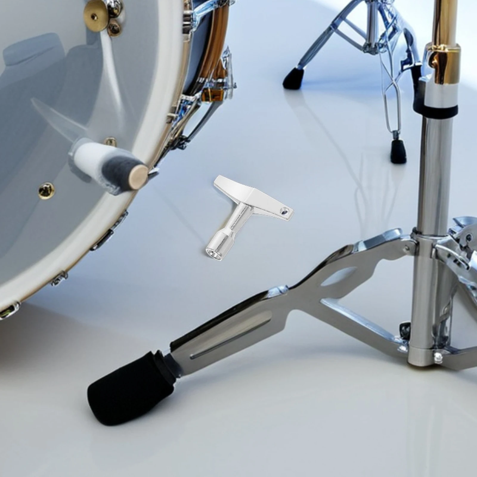 

Key Four Corner Accessories Snare Tuning Tool Silver Aluminum Alloy Portable Drum Tuner Metal Drum Wrench Durable for Beginners
