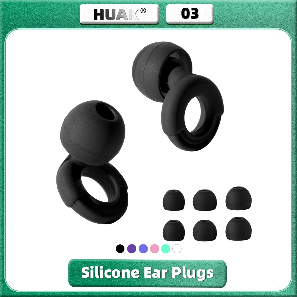 HUAK Quiet Ear Plugs with Box for Noise Reduction – 8 Ear Tips in XS/S/M/L  Super Soft, Reusable Hearing Protection - Sleep,Swim