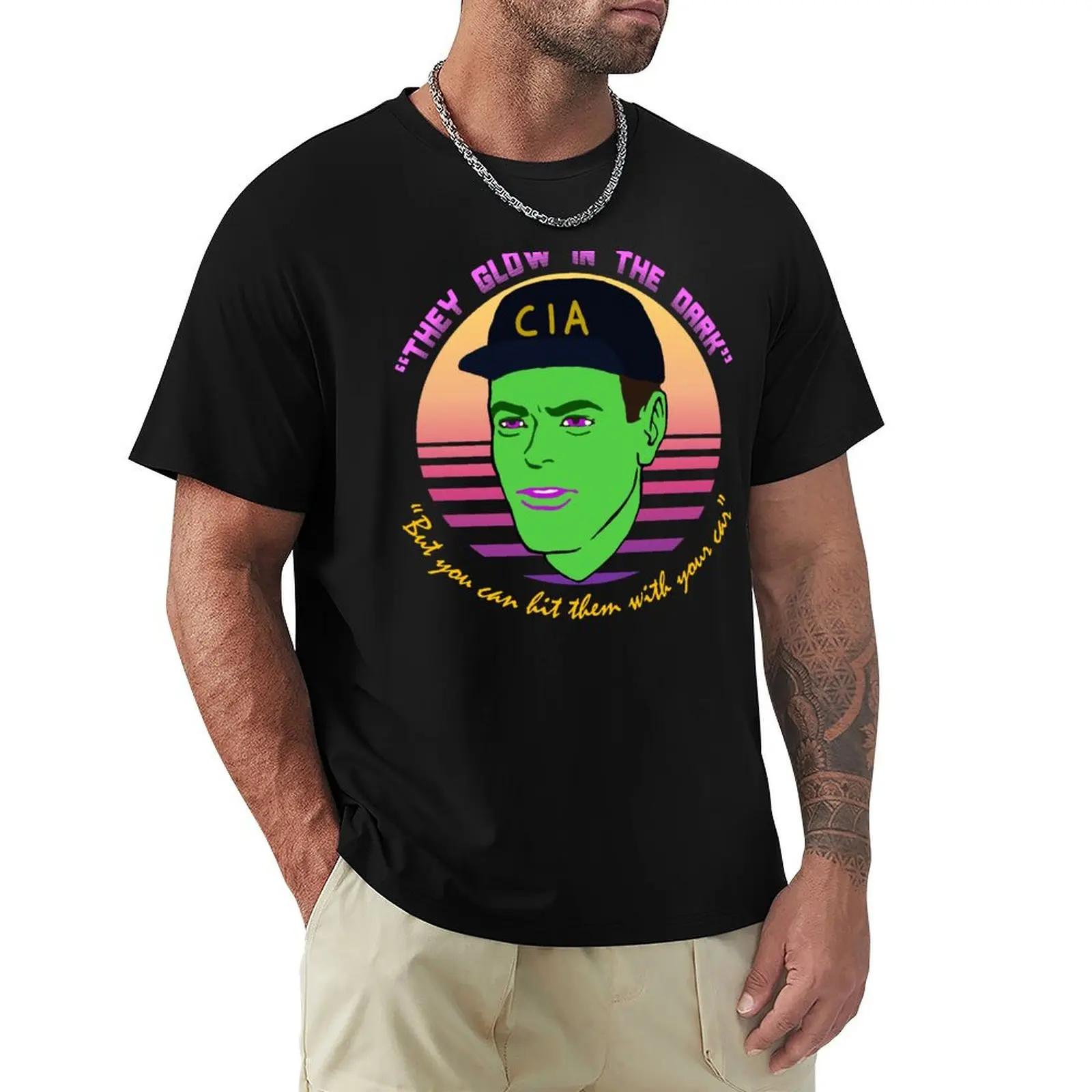 They Glow In The Dark - CIA, Undercover, Terry Davis, Meme T-Shirt Relaxed Fit Casual Short Sleeve Top