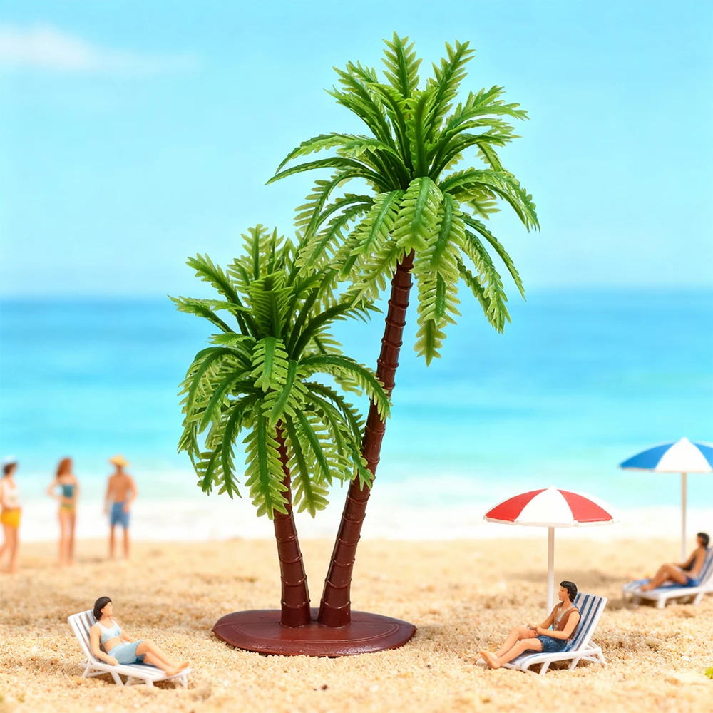 5Pcs Miniature Cocount Palm Tree Model DIY Forest Beach Park Rainforest Railroad Decor Scenery Building Landscape Accessories