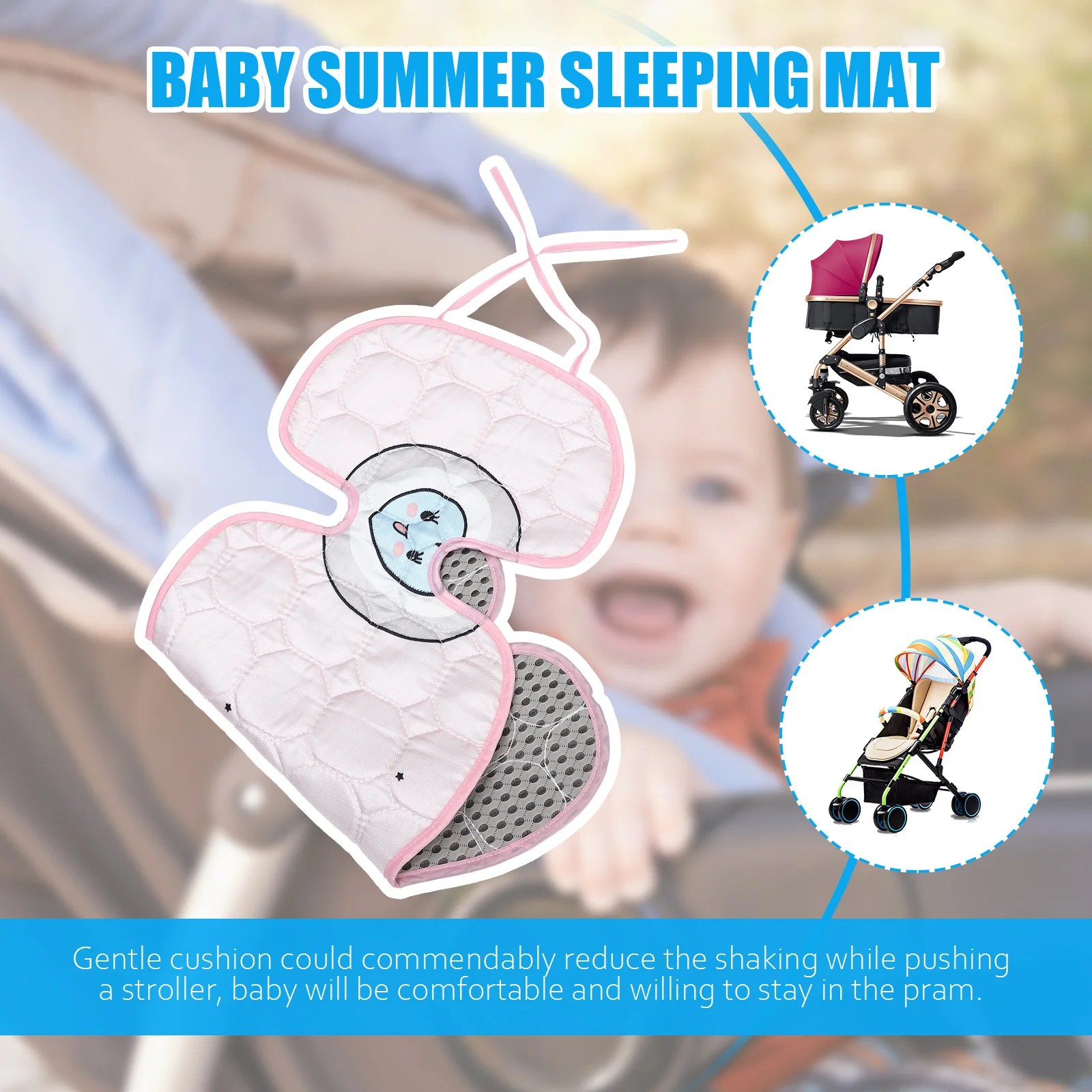 

Universal Baby Stroller Liner Cooling Mat Cushion Pad Summer Seat Cooling For Car Pram Carrier Random Color Latex Material Heat
