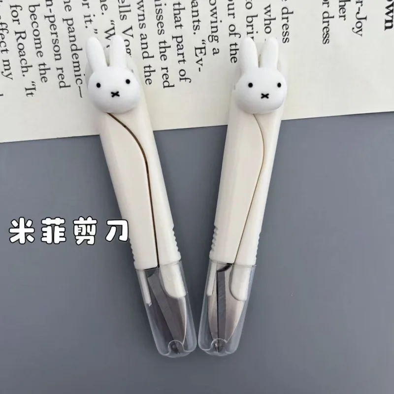 New Cute Miffy Bunny Sweet Creative Cartoon Pattern Simple Fashion Small Portable Plastic Scissors for Students Doing Crafts