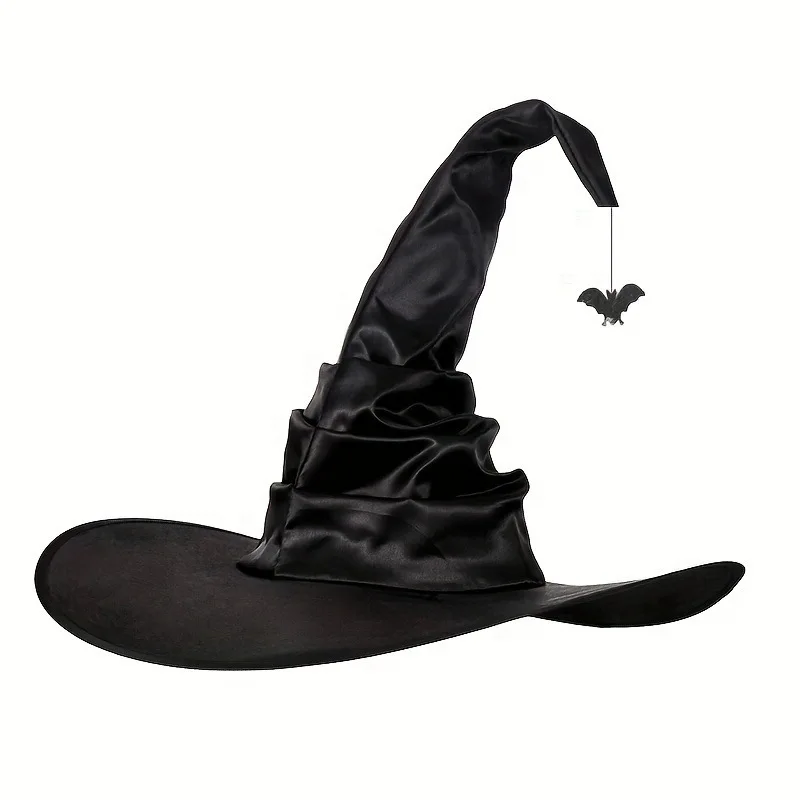 Cross-border hot-selling halloween props hat - unique & quirky witch/wizard hat - black ruffled halloween hat