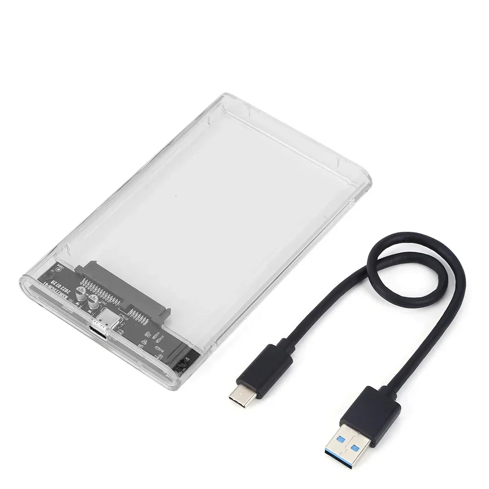 USB 3.0 외장 하드 드라이브 케이스 2.5인치 SATA to USB3.0 UASP 투명 휴대용 하드 드라이브 케이스 2TB HDD 공구 없이 설치 가능