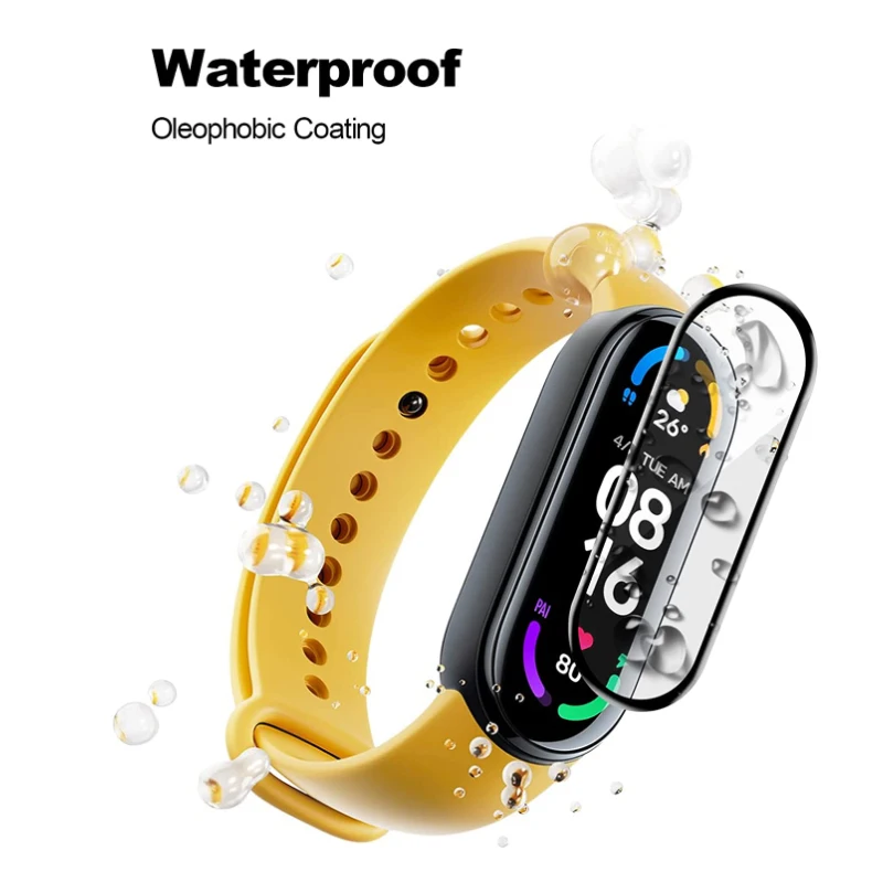 ฟิล์มป้องกันหน้าจอสมาร์ทวอทช์1-5ชิ้นสำหรับ Xiaomi Mi Band 7 Mi Band 6 Mi Band 5 3D โค้งปกป้องเต็มรูปแบบสำหรับ Mi Band4