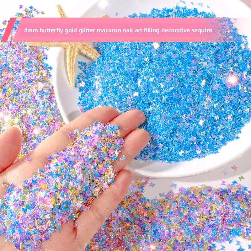 Golden Macaron Sequins Slime Filler DIY Hairpin Decor Cherry Blossom & Butterfly Empty Peach Heart Plum Blossom Circle Craft Sup