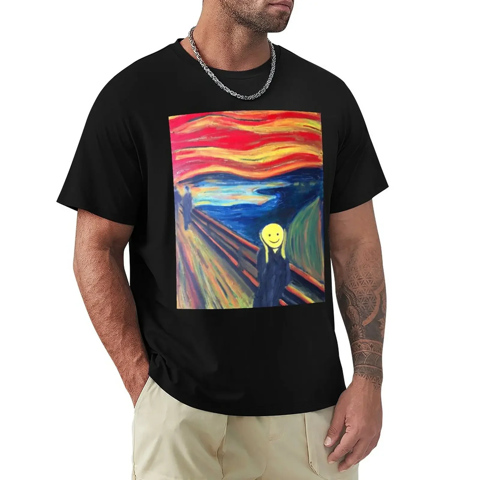 The Smile (The Scream, after Munch) T-Shirt summer top korean fashion customizeds mens cotton t shirts