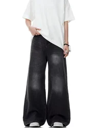 Vintage Black Wide Leg Jeans Women Oversized High Street Korean Fashion Baggy Denim Trousers Grunge Y2k Female Hip Hop Pants