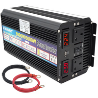 3000/6000W 12V 24V DC to 110V 220V 240V AC Modified Sine Wave Power Inverter Two Sockets Car Power Converter