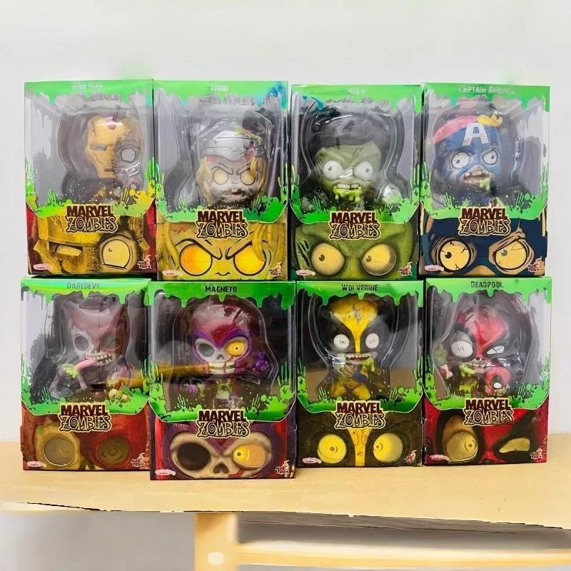 Hottoys Cosbaby Marvel Zombie Zombie Iron Man Team America Wolverine Deadpool Special Color Mini Figures Toy Gifts