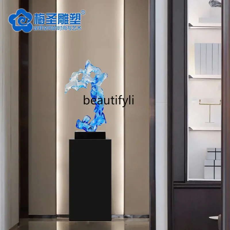 Modern model room entrance ornament transparent resin, sculpture hotel front desk high-end light luxury living room decoration