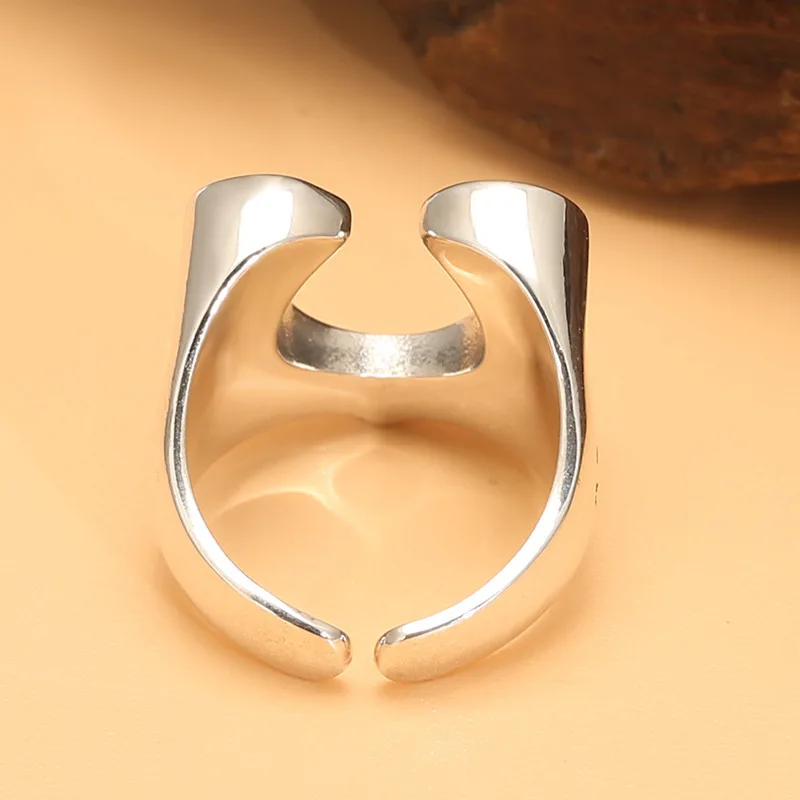 Fünfzackiger Stern Hufeisen ring für Männer 925 Sterling Silber Thai Silber Retro Ring für Frauen