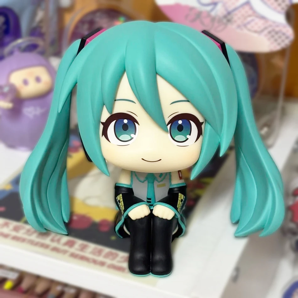 Hatsune Miku Look Up Chibi Anime Actionfigur 10CM PVC Kawaii Sitzende Puppe Desktop-Deko Sammlerstück Modell Ornament Geschenk Spielzeug