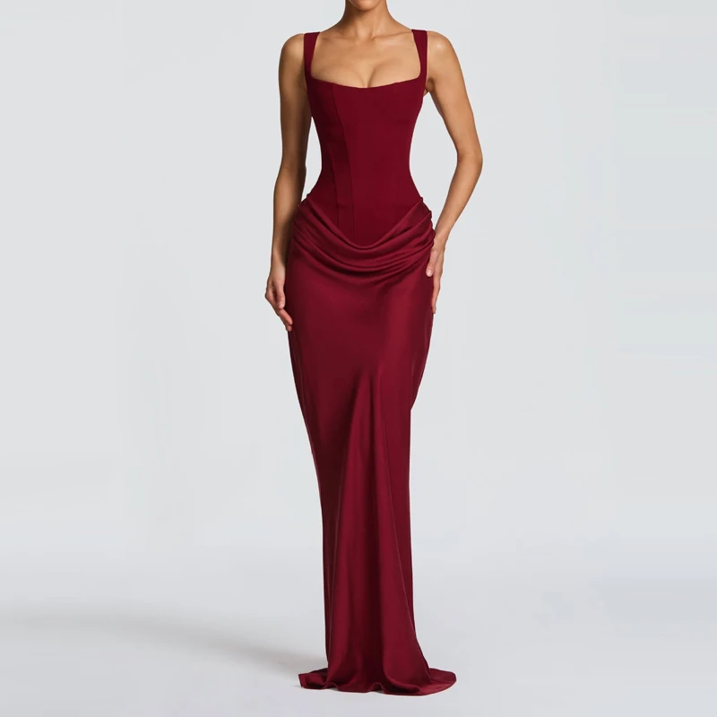 Elegante uitgeholde visgraat gesmoorde taille bodycon jurk temperament hoge taille wrap heupjurk sexy effen fit halter avondjurk