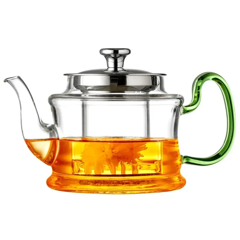 

Heat-resistant transparent glass tea set pot thickened glass Stainless steel lid with built-in tea drain beverage, juice pot