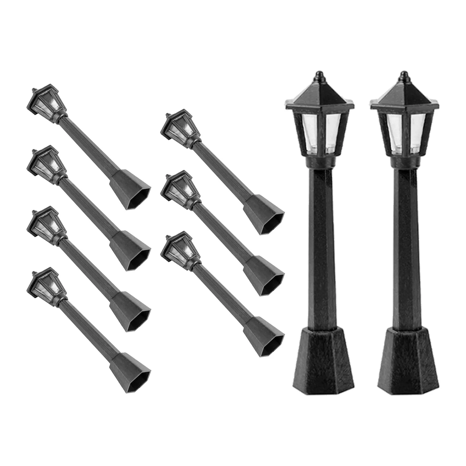 10Pcs Simulated Mini Street Lights Resin Lamppost Ornament Miniature Landscape Decoration Fairy Garden Micro Landscape Lamppost