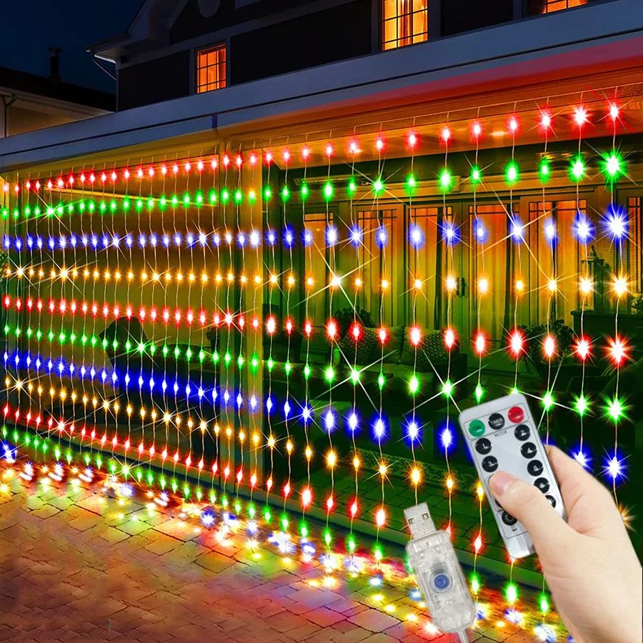 LED جارلاند الجنية ضوء مصباح حديقة سلسلة 6 متر 8 وضع USB الستار ضوء الزفاف عيد الميلاد حفلة عطلة ديكور المنزل في الهواء الطلق