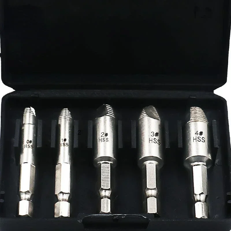 

5 шт., съемник поврежденных винтов, 1/4 дюйма, шестигранный хвостовик, HSS, сломанная головка, съемник болтов, съемник болтов