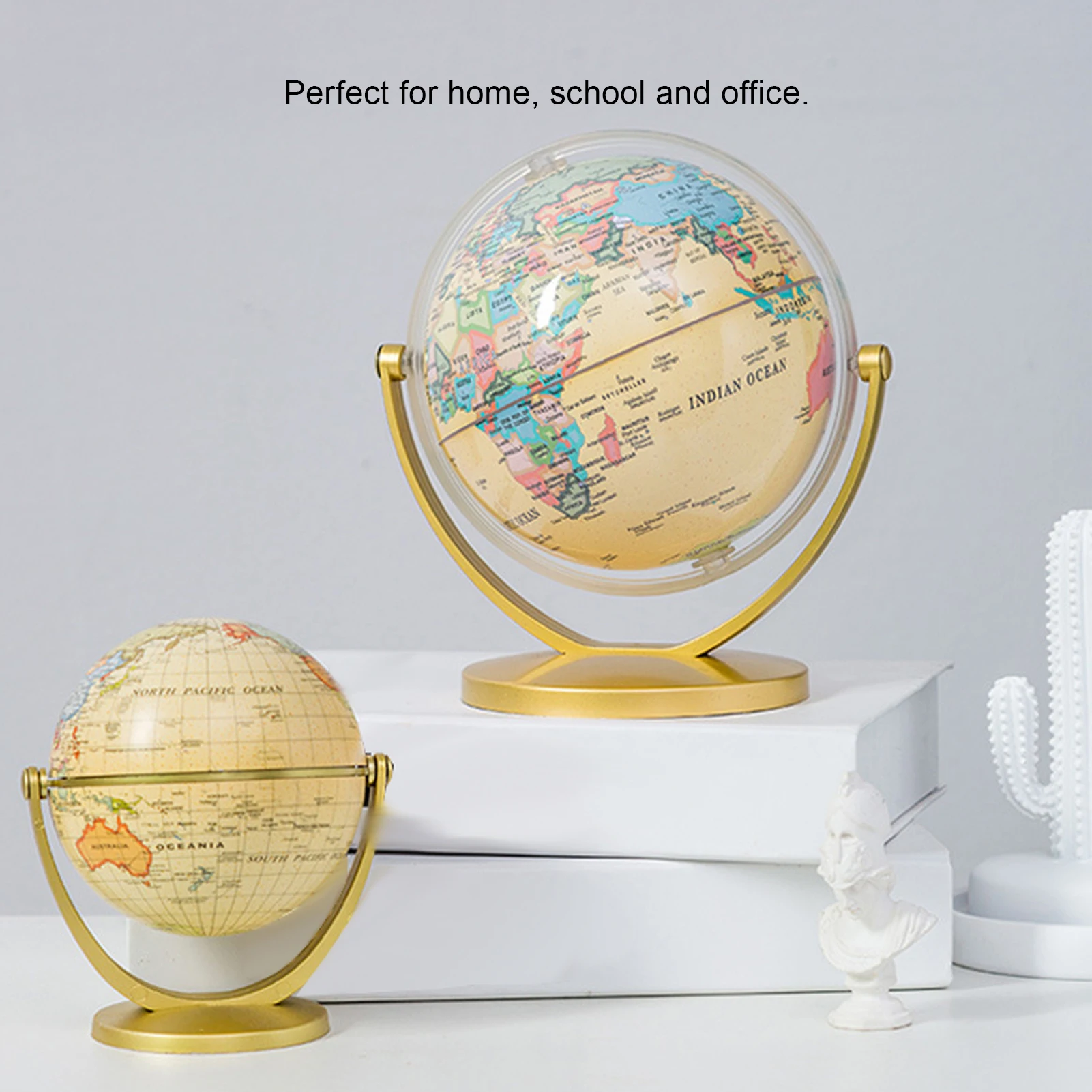 Mini World Map Globe English Edition Desktop Rotating Earth Geography Globe Teaching Tool