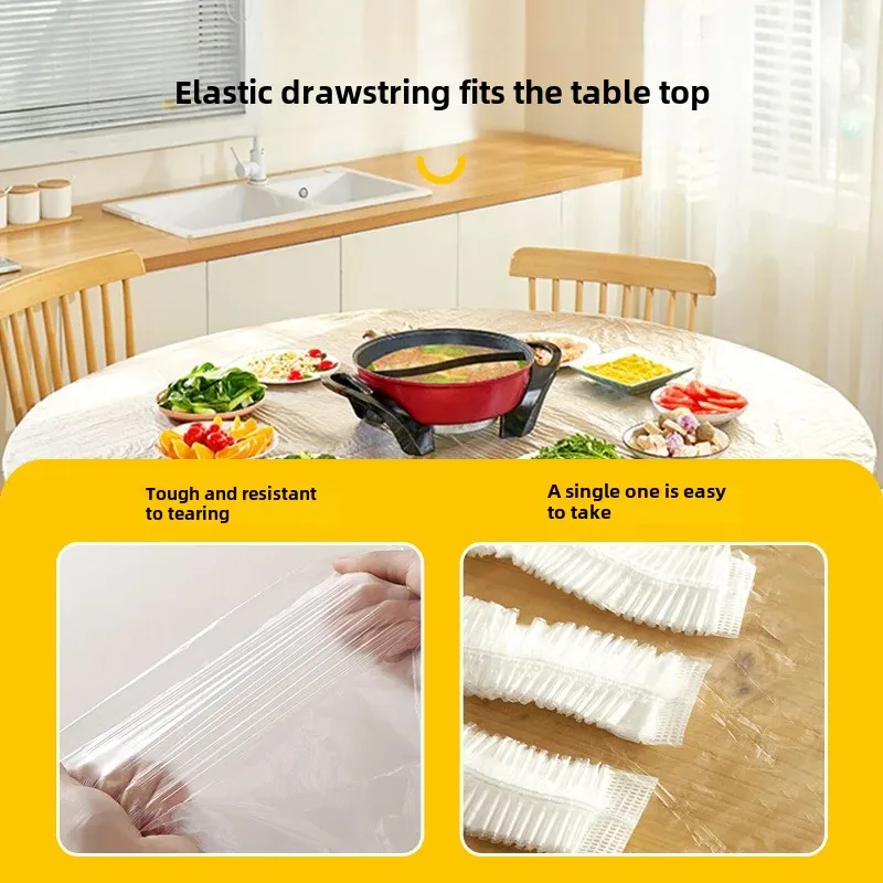 Disposable Thickenedpe Transparent Waterproof Oil-resistant Tablecloths Bundled Table Covers Dining Washing Plastic Tablecloths